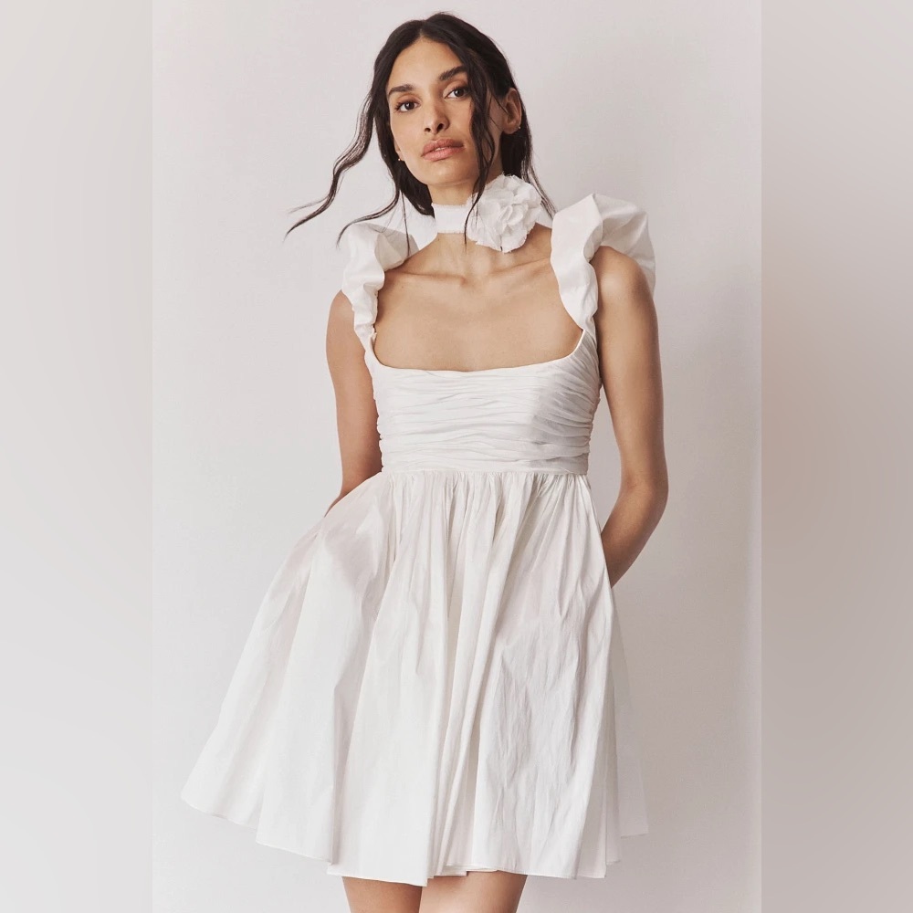 NEW Watters Pavlova Square Neck Taffeta Mini Gown